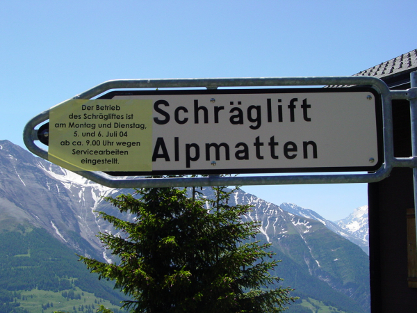 Schlüsselwörter: Schweiz Schräglift Bettmeralp Alpmatten